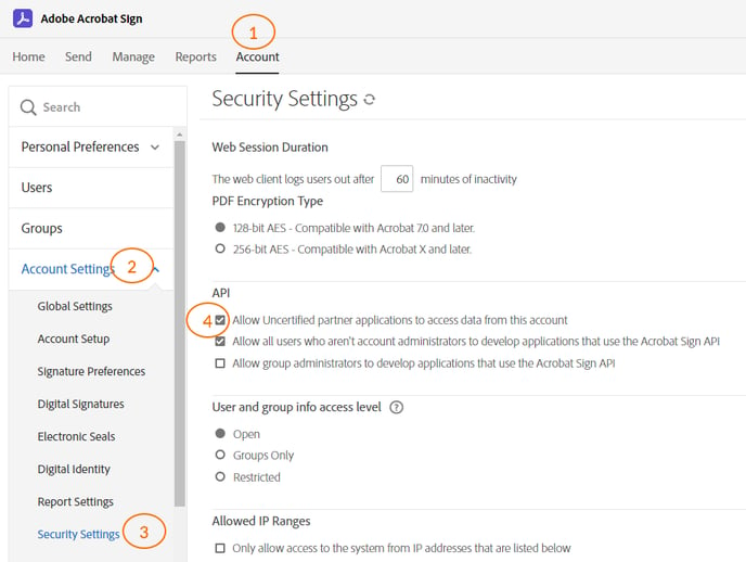 Account API Checkbox