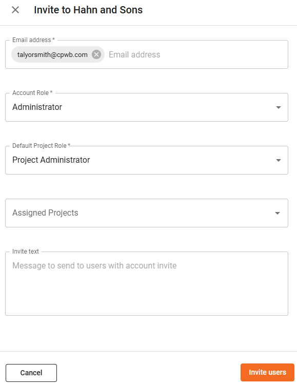 Account Settings - Invite User-1
