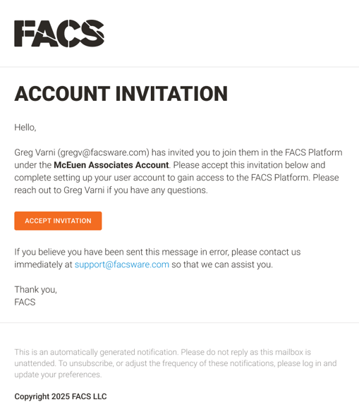 New Account Invitation