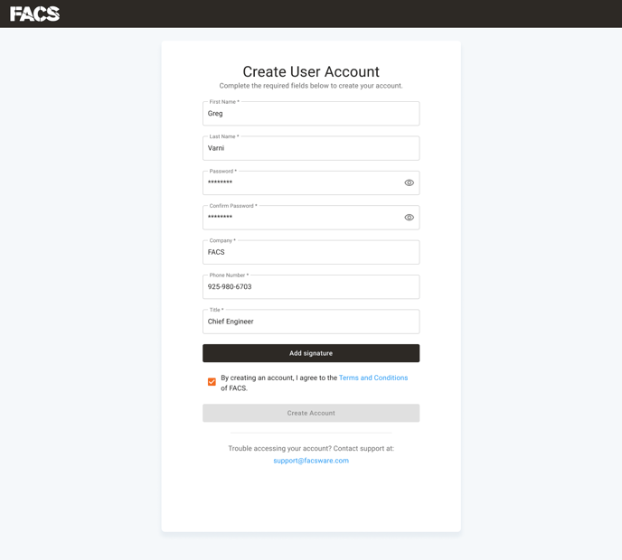 Create User Account