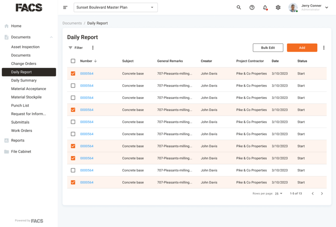 Documents - Log Page - Bulk Edit