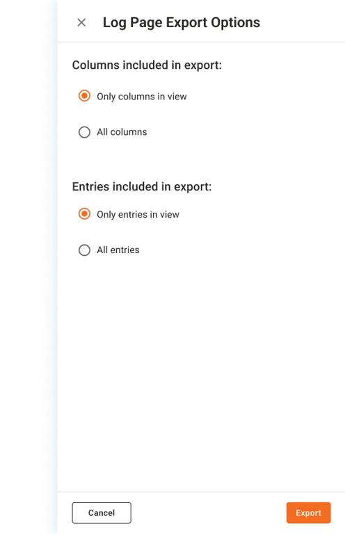 Documents - Log Page Export