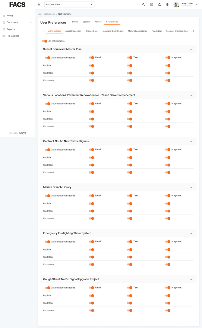User Preferences - Notifications