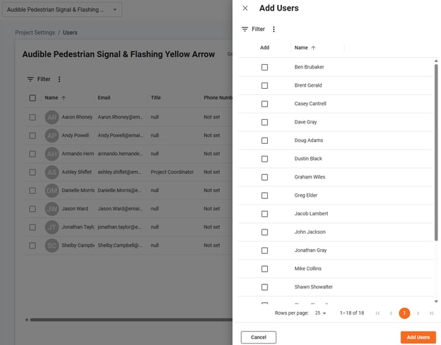 How to add Users to a Project